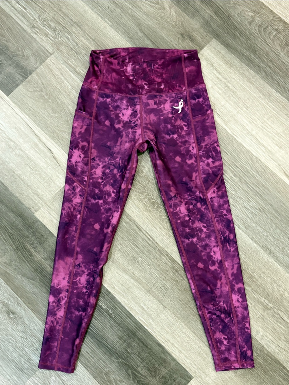 Susan G Komen Woman’s Leggings purple pink marbled Sz Large cancer awareness